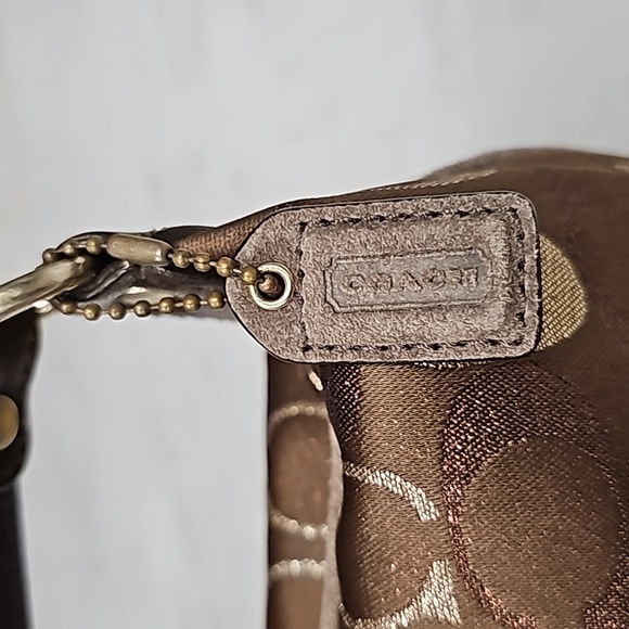 Coach Rare Find • Brown, Gold, Metallic Thread Beaded "C" Demi Collection - Picture 13 of 14